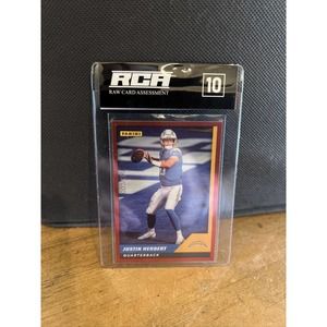 JUSTIN HERBERT 21/199 Red SP 2021 Panini NFL Sticker & Card 34 PSA 10 Gem